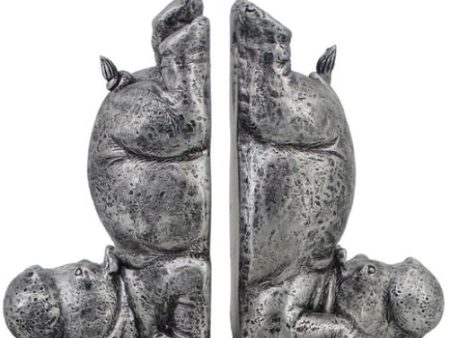 Angola Resin Silver Hippo Bookends Supply