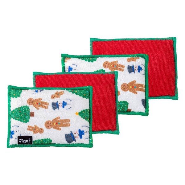 Vigar Christmas Tree Microfibre Sponge Pack - 4 Pk Sale